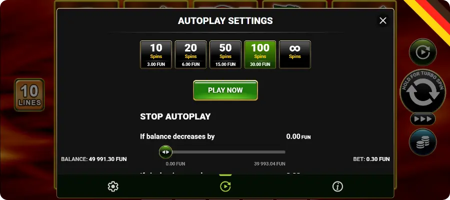 Autoplay-Modus im Shining Crown Slot