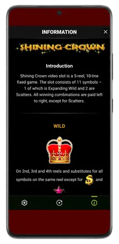 Read the rules of the Shining Crown slot