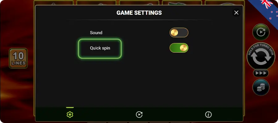 Quick Spin mode on the Shining Crown slot