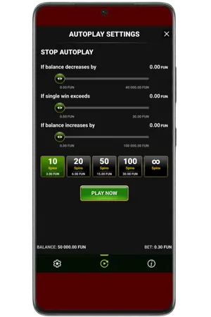 Autoplay settings on the Shining Crown slot shown clearly