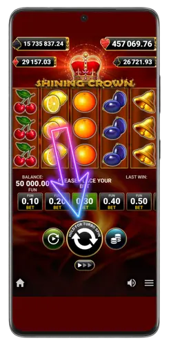 Tap the play button on the Shining Crown slot